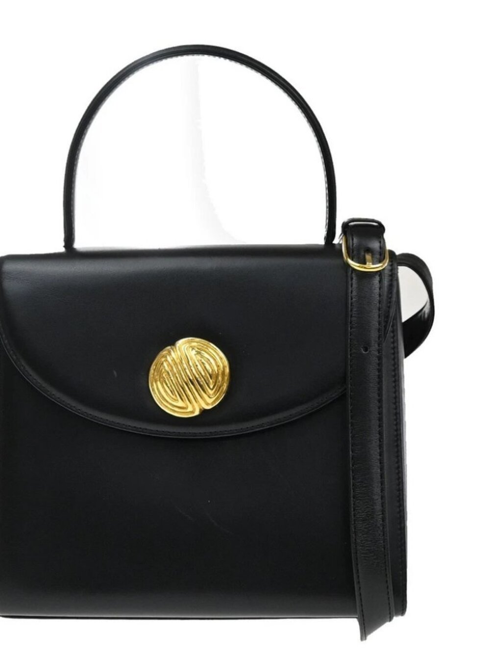GIVENCHY Logo 2way Shoulder Hand Bag Leather Black GHW Japan 05MA543